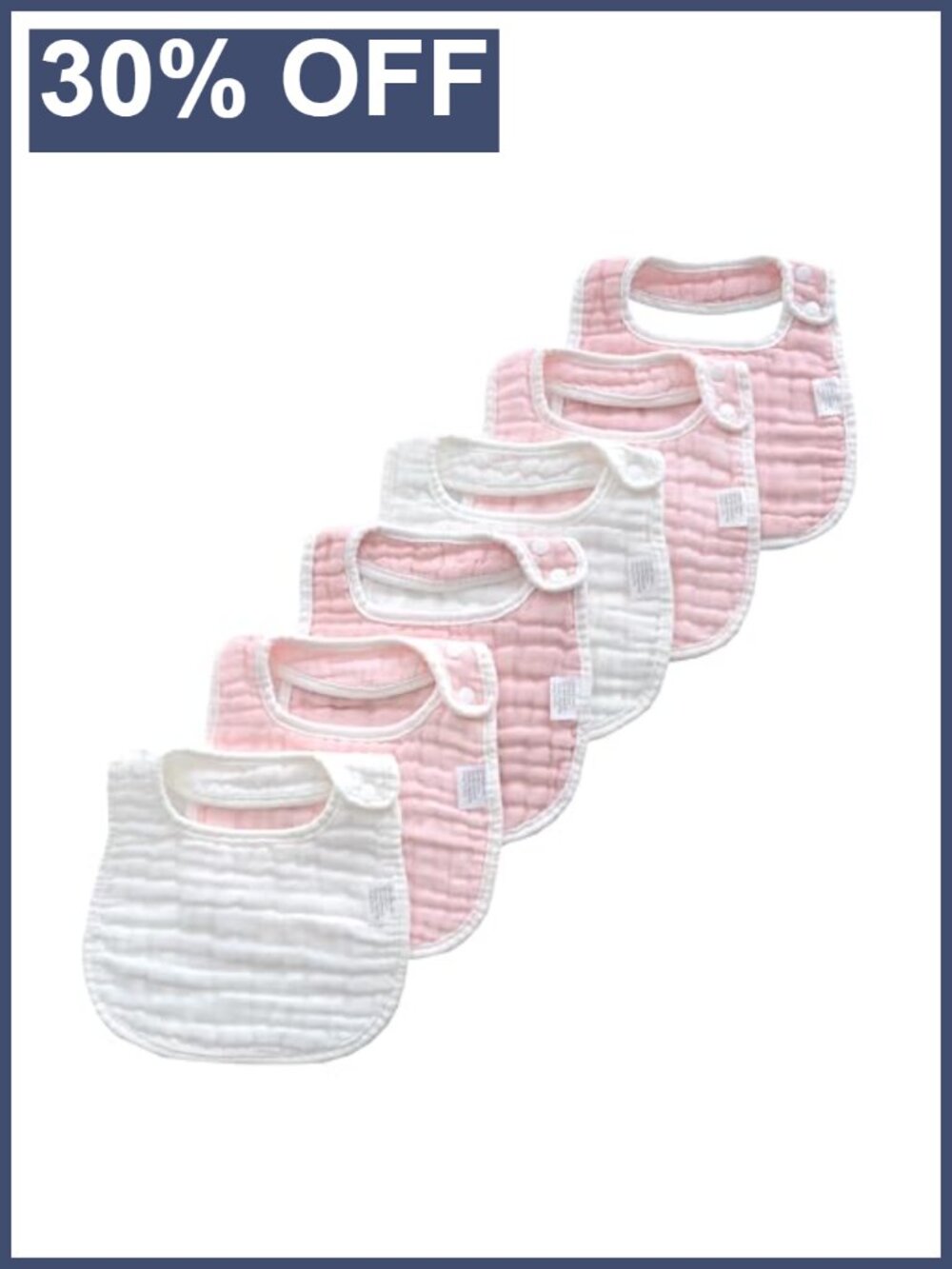 Baby Muslin Bibs & Burp Cloths 6 Pack Soft Cotton Adjustable
